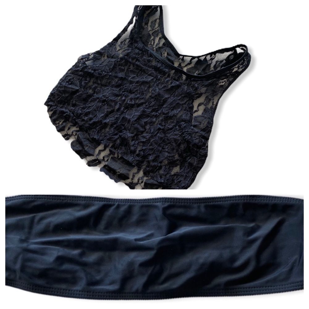 Beach Riot Bikini Bandeau Top & Lace Tank Combo